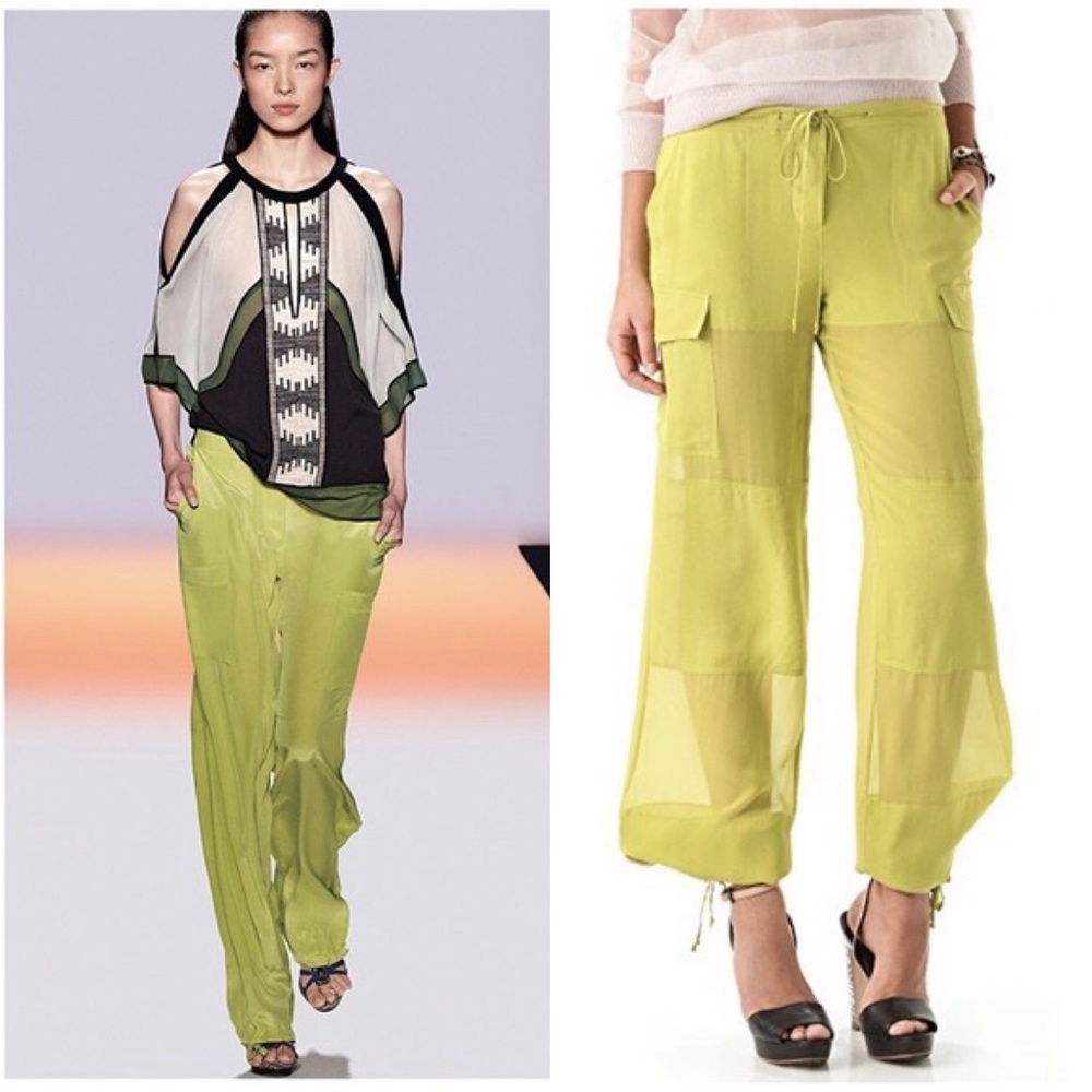 BCBGMaxAzria Runway Even 100% Silk Pants Cargo 90s Y2K Low Rise NWT